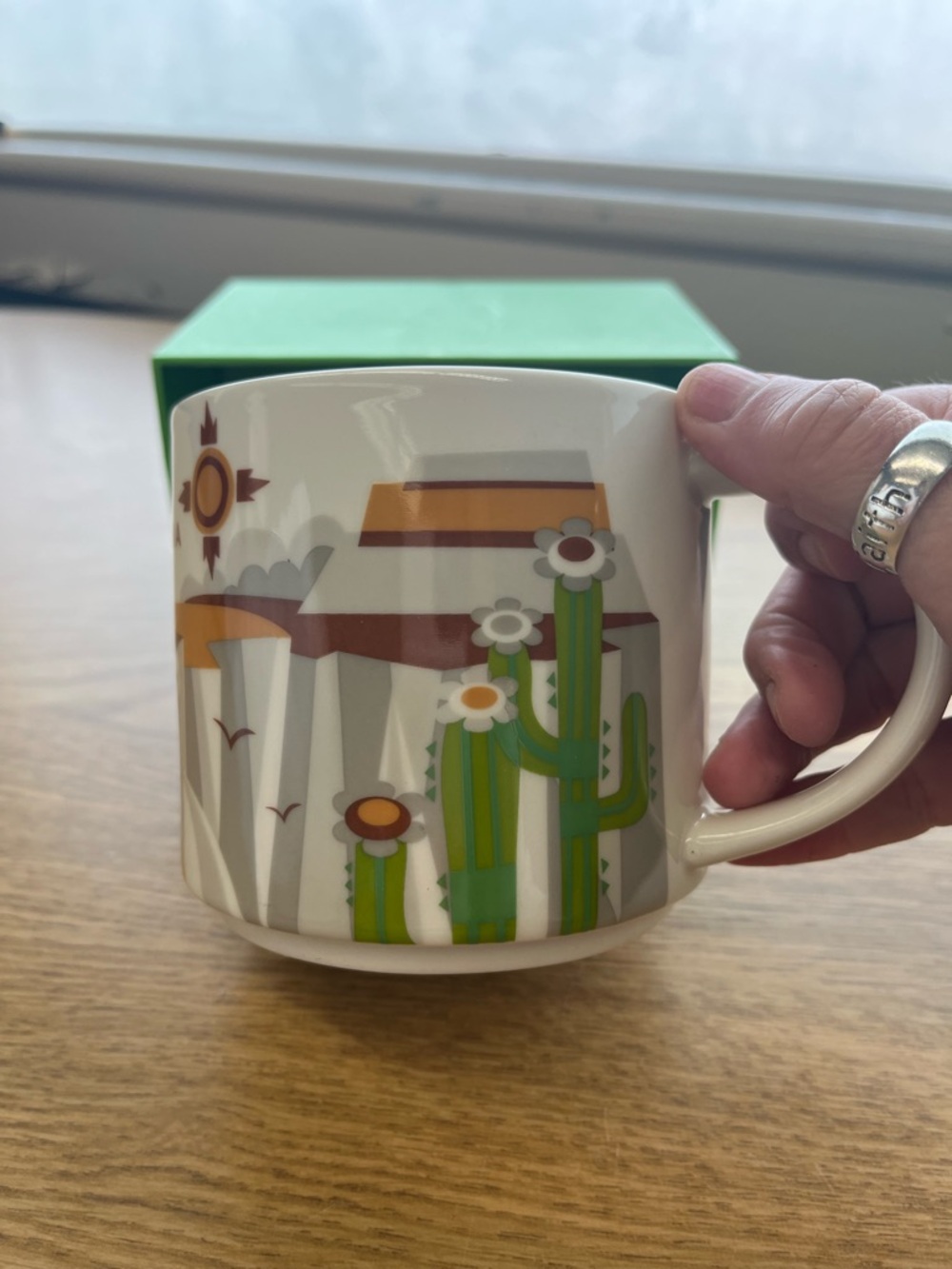 Starbucks White Ceramic Mug with Green Cactus Illustration - Picture 3 of 5